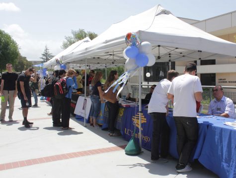 Moorpark College students speak with prospective universities at the 6th annual Moorpark College Transfer Social on Wednesday May 7 on Raider Walk.