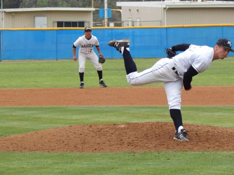 Moorpark starter Zak Daniels pitched seven and two thirds innings in the game against Cuesta College at Raiders Stadium, Saturday. The Raiders won 3-2.