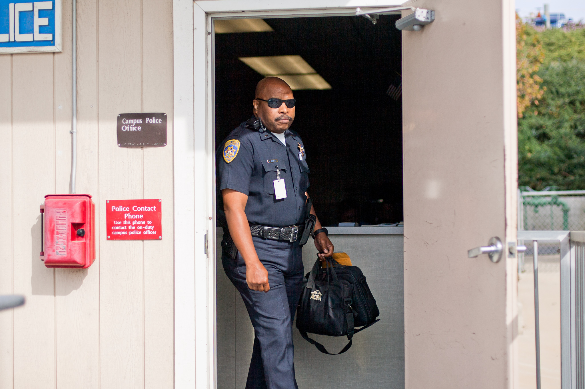 Lt. Gregory Beckley leaves the old Moorpark College Police office in 2012.