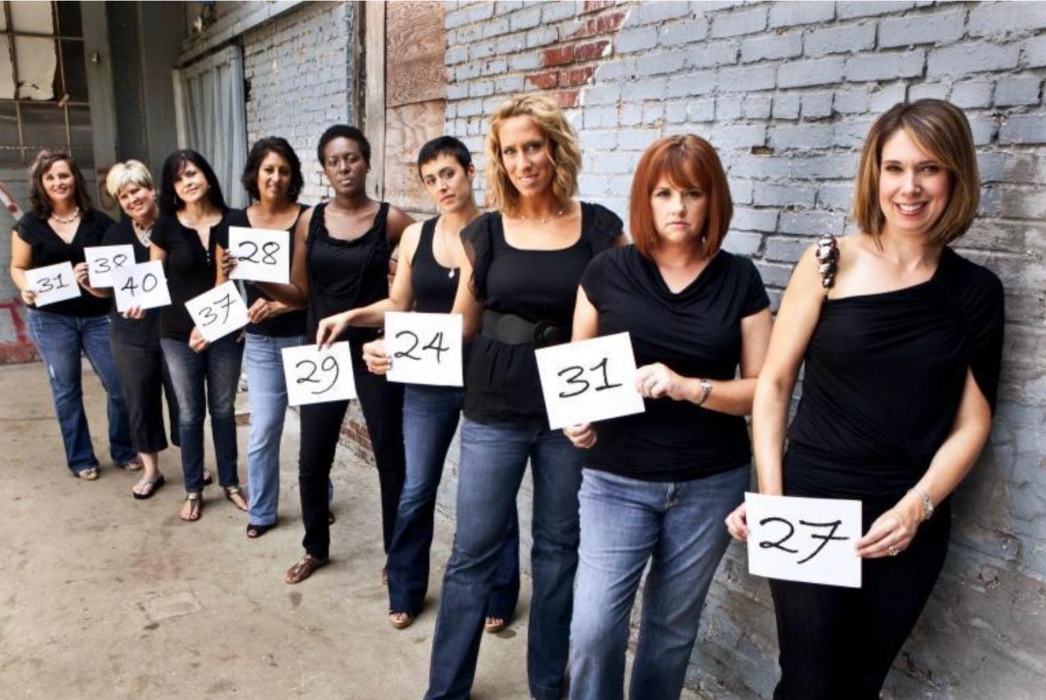 Young breast cancer survivors holding their age at diagnosis. Photo credit YSC.